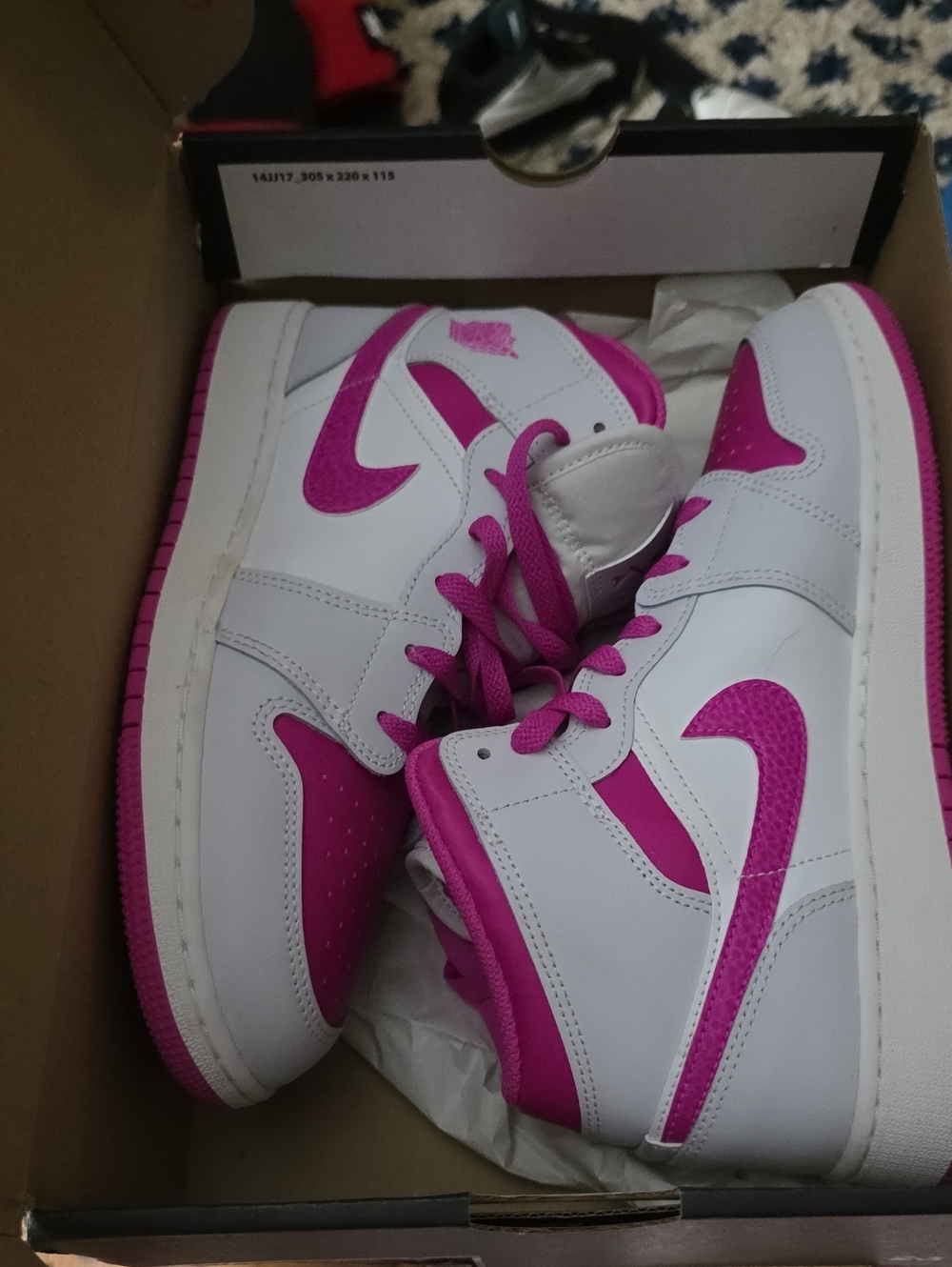 Jordan Women's High-Top Sneakers in White & Pink